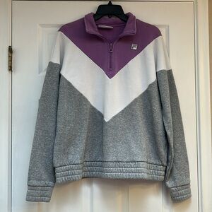 Fila Women's Chevron Colorblock 1/4 Zip Pull-on Athletic Sweatshirt-Size L